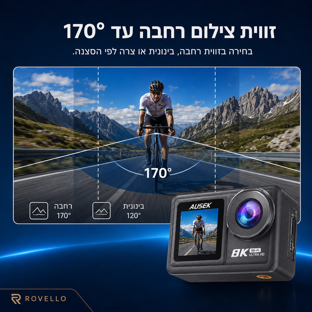 AUSEK AT-M86TR 8K Action Camera | מצלמת אקסטרים עם מסך כפול